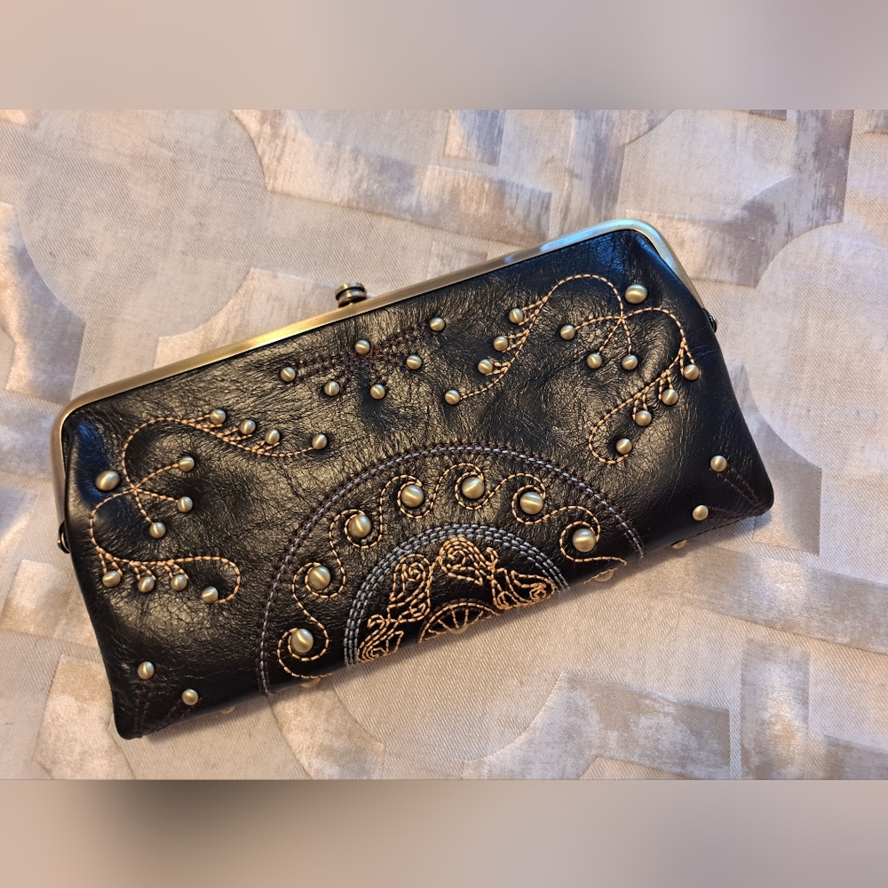 *New* HOBO embroidered wallet /clutch with studs